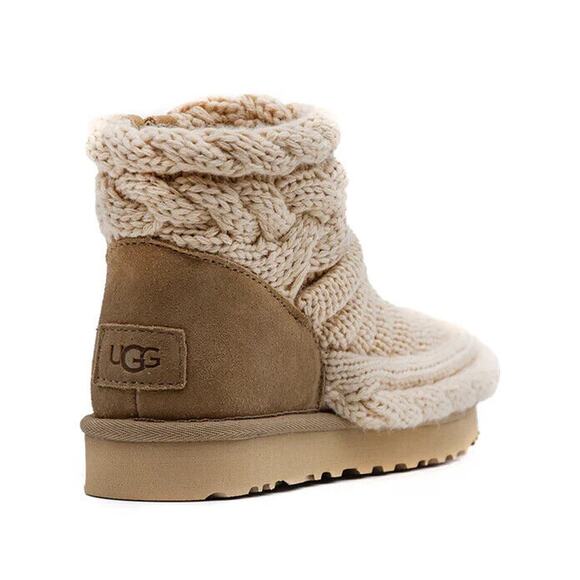 UGG Classic Ankle Boots Women's US 6 Beige Chunky Knit Side Zip NIB $180 - Picture 3 of 14